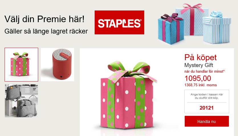 Hemlig gåva hos Staples  PANKPRAKTIKAN