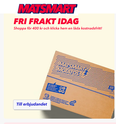 Idag fraktfritt när man handlar för mer än 400 kr